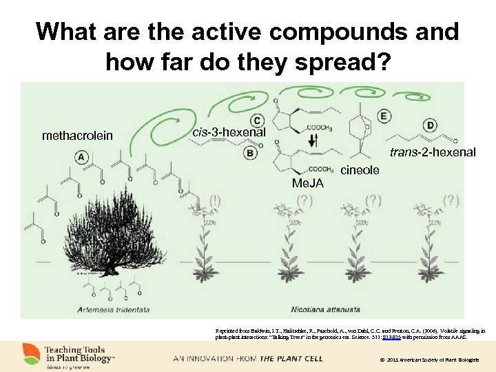 What are the active compounds and how far do they spread? methacrolein cis-3 -hexenal