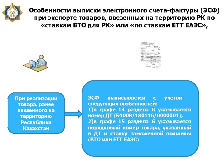 Особенности выписки электронного счета-фактуры (ЭСФ) при экспорте товаров, ввезенных на территорию РК по «ставкам