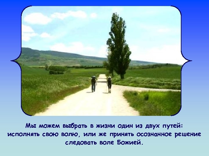 Мы можем выбрать в жизни один из двух путей: исполнять свою волю, или же