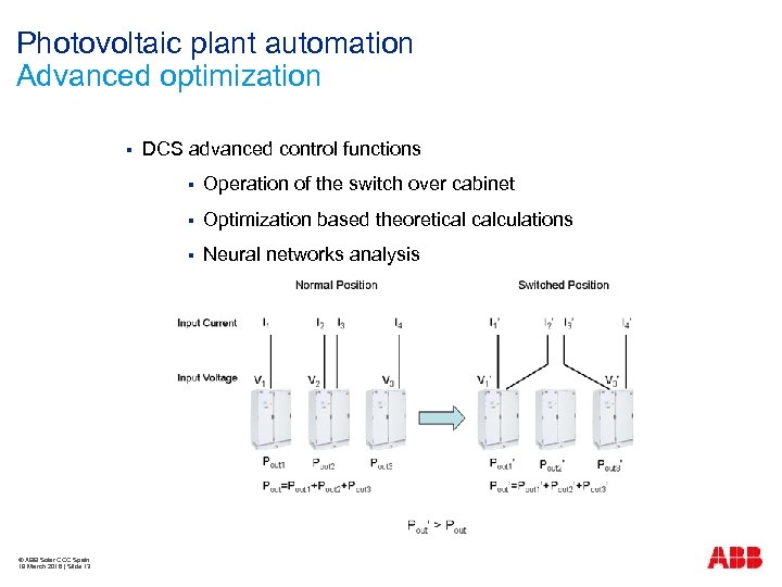 Photovoltaic plant automation Advanced optimization § DCS advanced control functions § § Optimization based