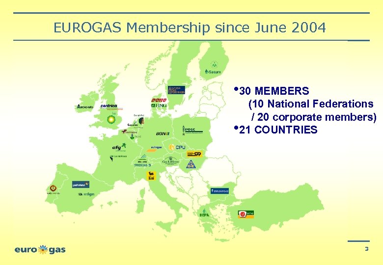 EUROGAS Membership since June 2004 • 30 MEMBERS (10 National Federations / 20 corporate