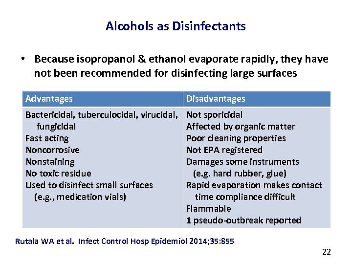 Alcohols as Disinfectants • Because isopropanol & ethanol evaporate rapidly, they have not been