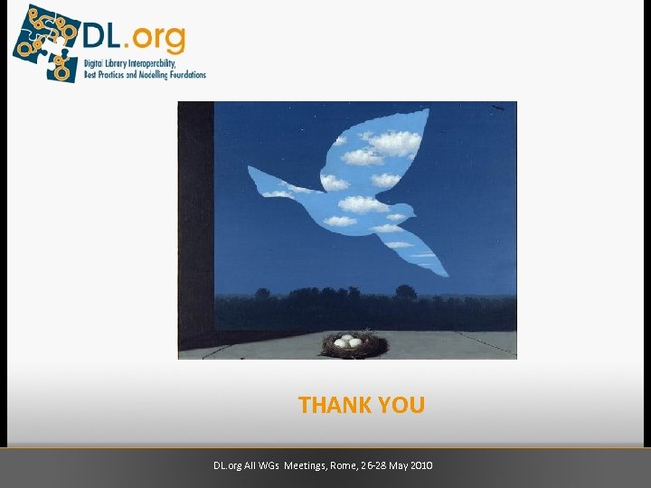 THANK YOU DL. org All WGs Meetings, Rome, 26 -28 May 2010 