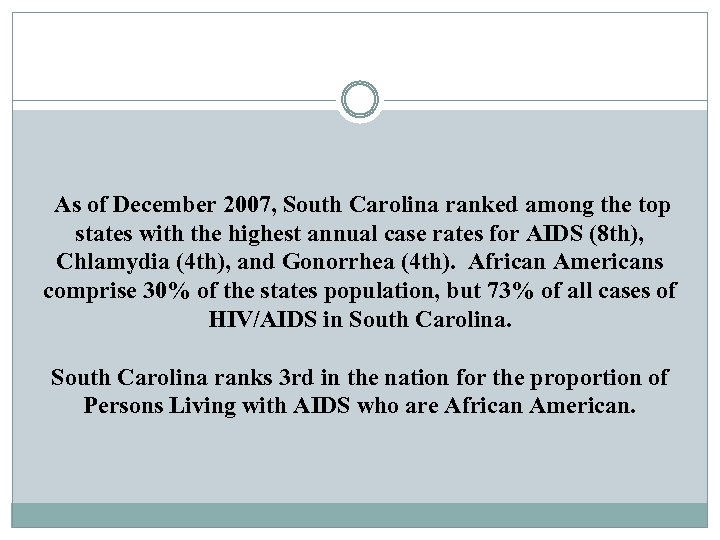 As of December 2007, South Carolina ranked among the top states with the highest