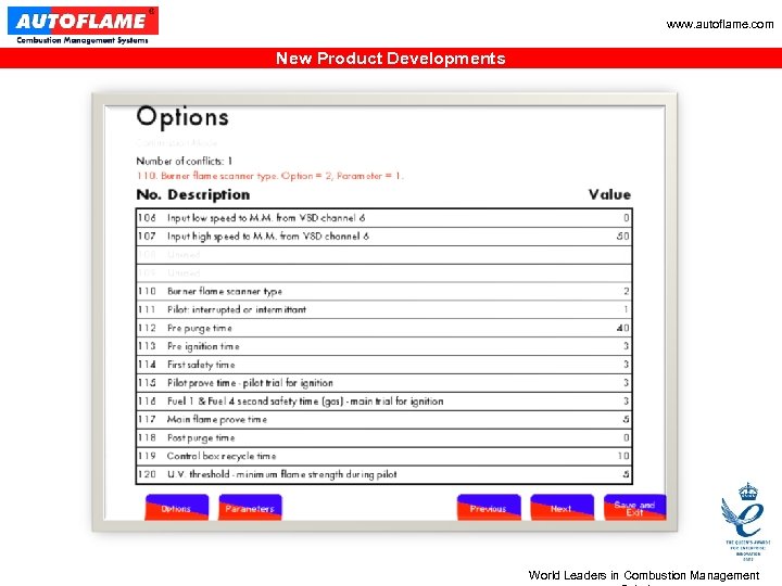 www. autoflame. com New Product Developments World Leaders in Combustion Management 