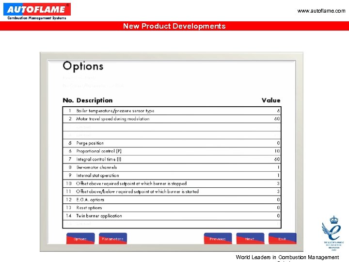 www. autoflame. com New Product Developments World Leaders in Combustion Management 