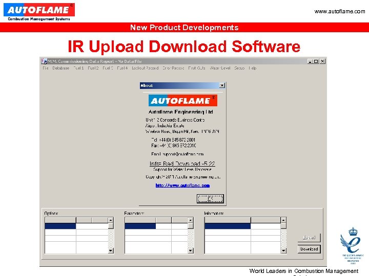 www. autoflame. com New Product Developments IR Upload Download Software World Leaders in Combustion