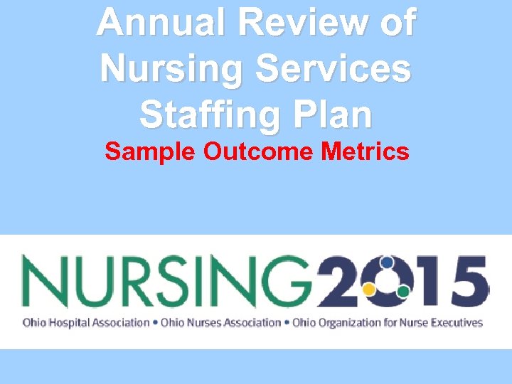 Annual Review of Nursing Services Staffing Plan Sample Outcome Metrics 