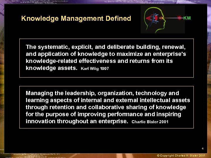 Knowledge Management Defined KM The systematic, explicit, and deliberate building, renewal, and application of