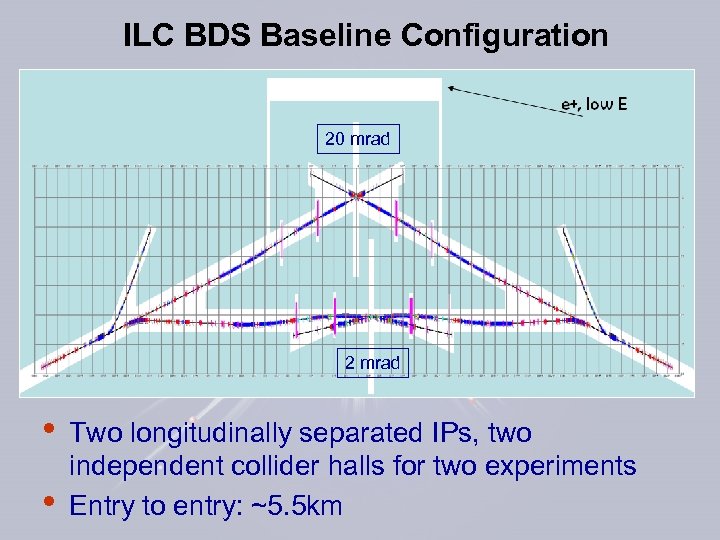 ILC BDS Baseline Configuration 20 mrad 2 mrad • • Two longitudinally separated IPs,