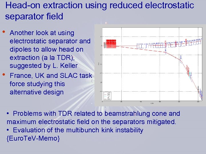 Head-on extraction using reduced electrostatic separator field • • Another look at using electrostatic