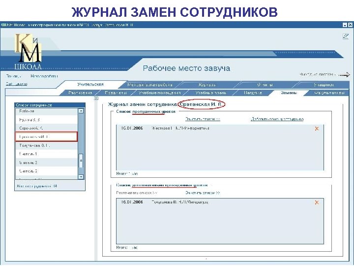 ЖУРНАЛ ЗАМЕН СОТРУДНИКОВ 