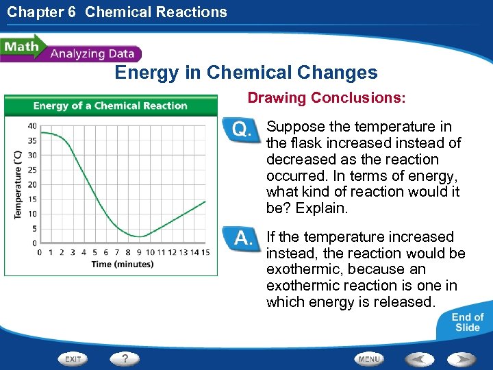 Chapter 6 Chemical Reactions Energy in Chemical Changes Drawing Conclusions: Suppose the temperature in
