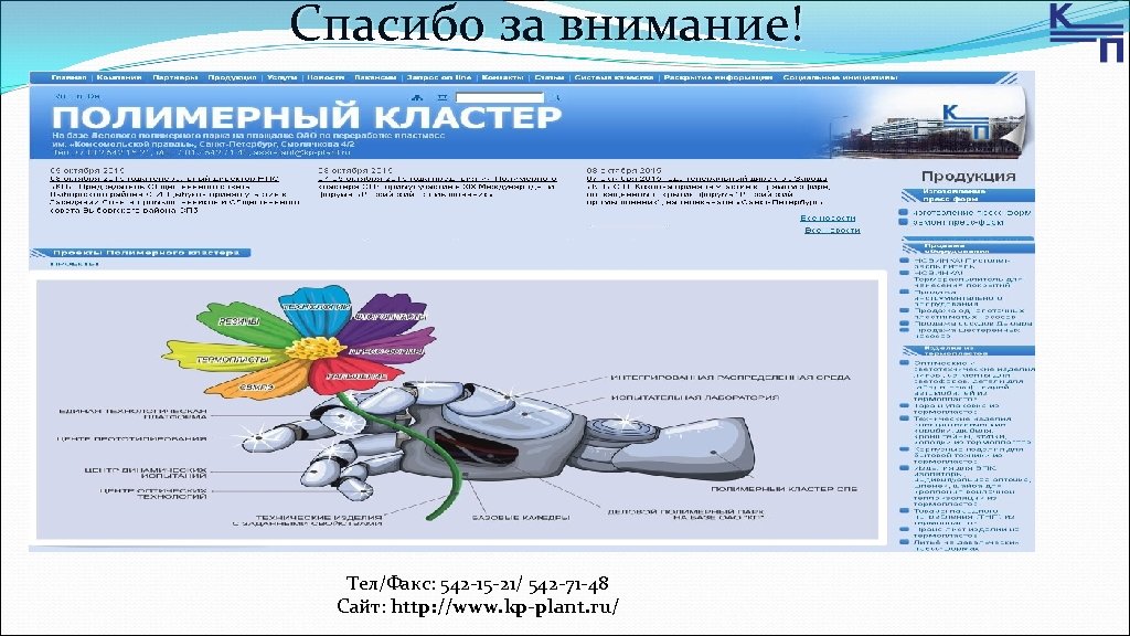 Спасибо за внимание! Тел/Факс: 542 -15 -21/ 542 -71 -48 Сайт: http: //www. kp-plant.