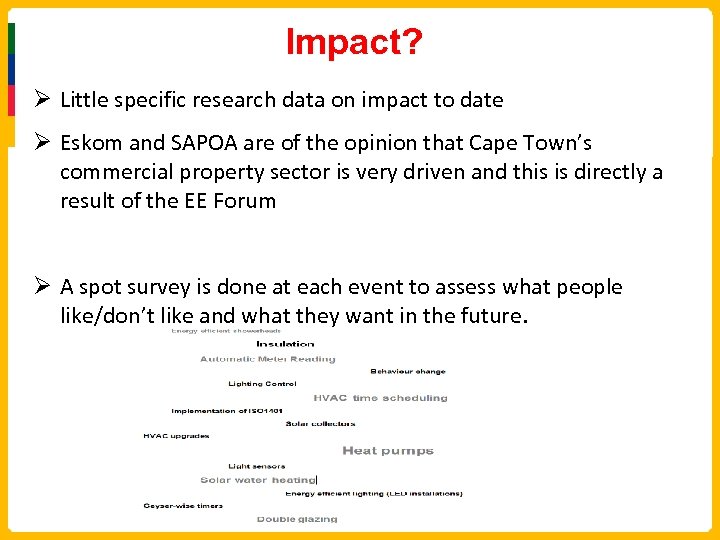 Impact? Ø Little specific research data on impact to date Ø Eskom and SAPOA