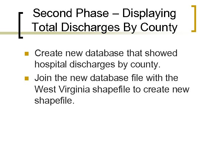 Second Phase – Displaying Total Discharges By County n n Create new database that