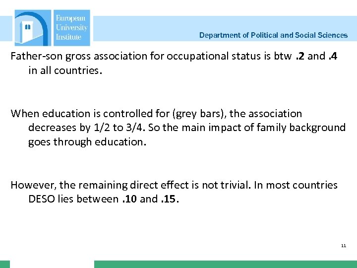 Department of Political and Social Sciences Father-son gross association for occupational status is btw.