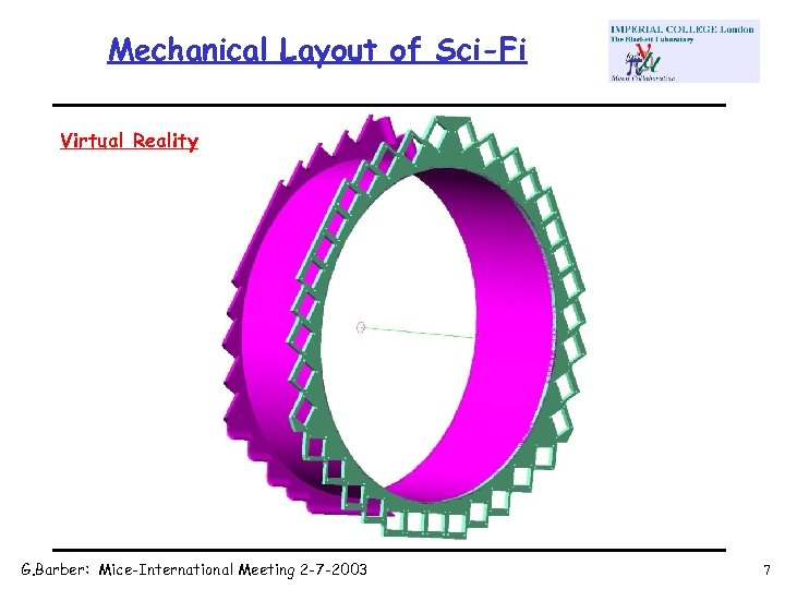 Mechanical Layout of Sci-Fi Virtual Reality G. Barber: Mice-International Meeting 2 -7 -2003 7