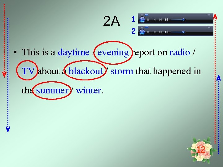 2 A 1 2 • This is a daytime / evening report on radio