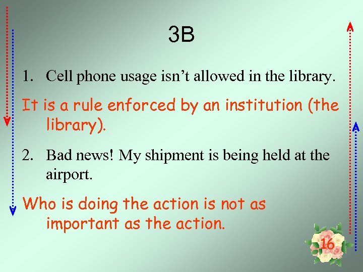 3 B 1. Cell phone usage isn’t allowed in the library. It is a