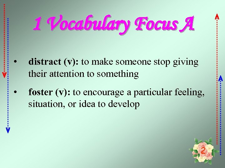 1 Vocabulary Focus A • distract (v): to make someone stop giving their attention