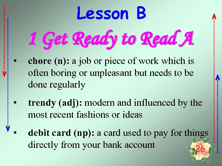 Lesson B 1 Get Ready to Read A • chore (n): a job or