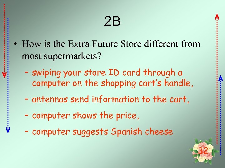 2 B • How is the Extra Future Store different from most supermarkets? –