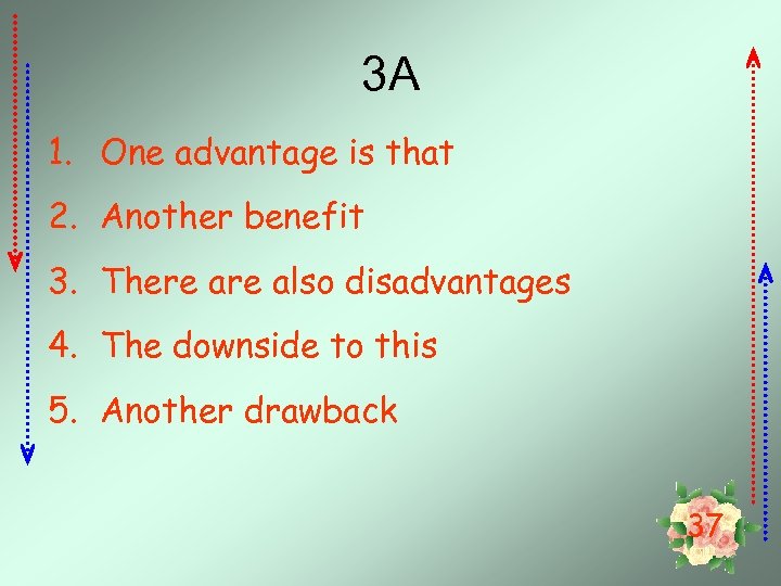 3 A 1. One advantage is that 2. Another benefit 3. There also disadvantages