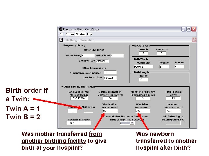 Birth order if a Twin: Twin A = 1 Twin B = 2 Was