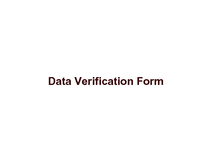 Data Verification Form 