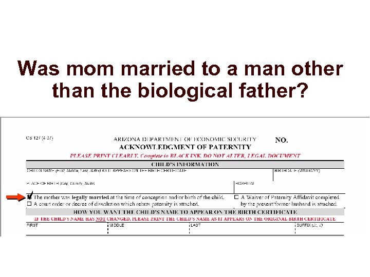 Was mom married to a man other than the biological father? 