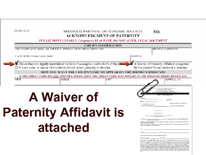 A Waiver of Paternity Affidavit is attached 