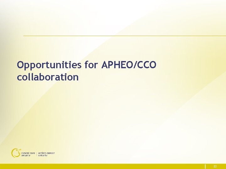 Opportunities for APHEO/CCO collaboration 20 