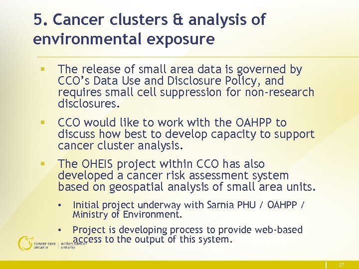 5. Cancer clusters & analysis of environmental exposure § The release of small area