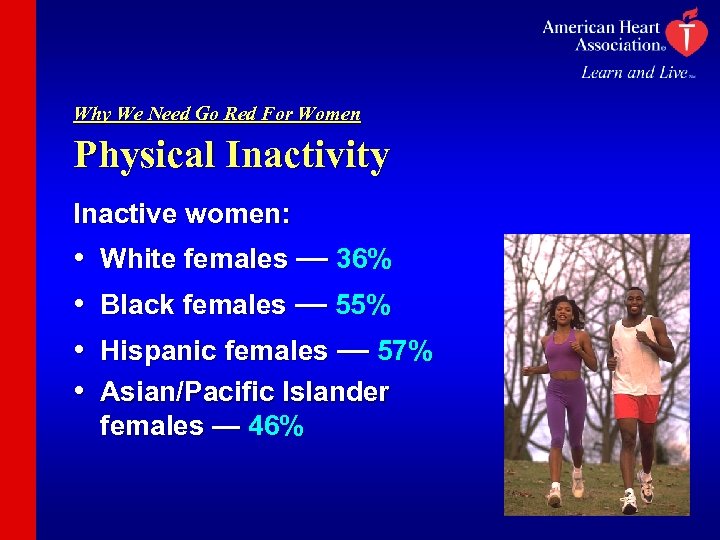 Why We Need Go Red For Women Physical Inactivity Inactive women: • • White