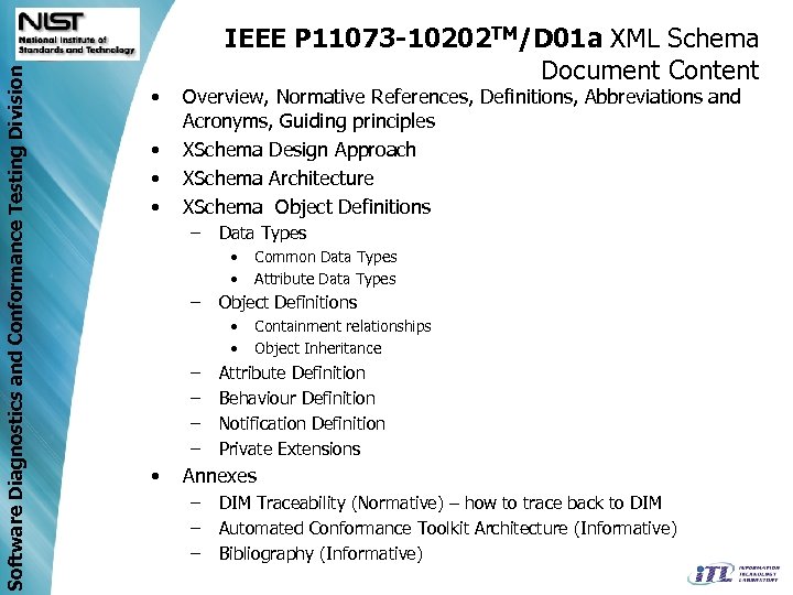 Software Diagnostics and Conformance Testing Division • • IEEE P 11073 -10202 TM/D 01