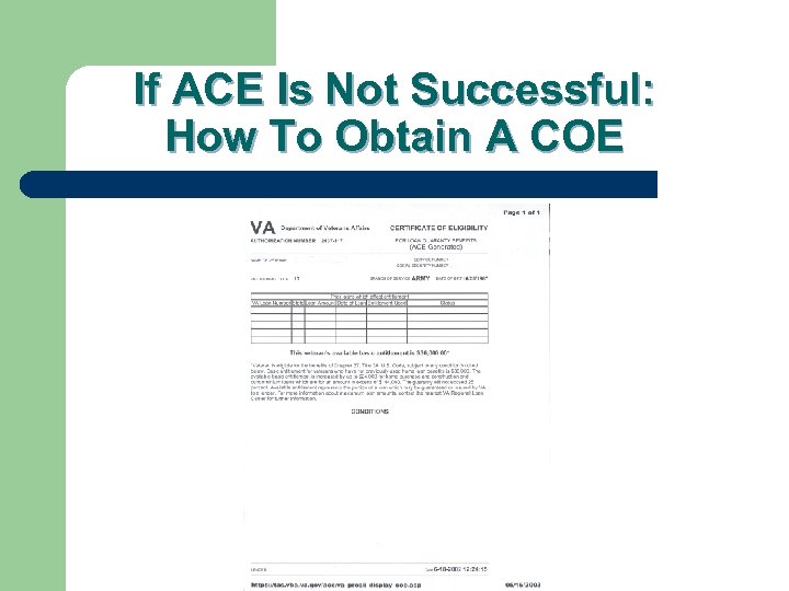 If ACE Is Not Successful: How To Obtain A COE 