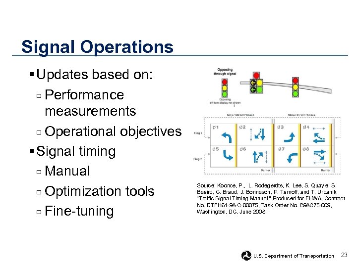 Signal Operations § Updates based on: □ Performance measurements □ Operational objectives § Signal