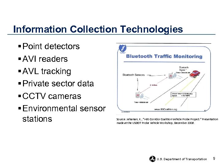 Information Collection Technologies § Point detectors § AVI readers § AVL tracking § Private