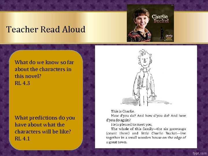 Teacher Read Aloud What do we know so far about the characters in this