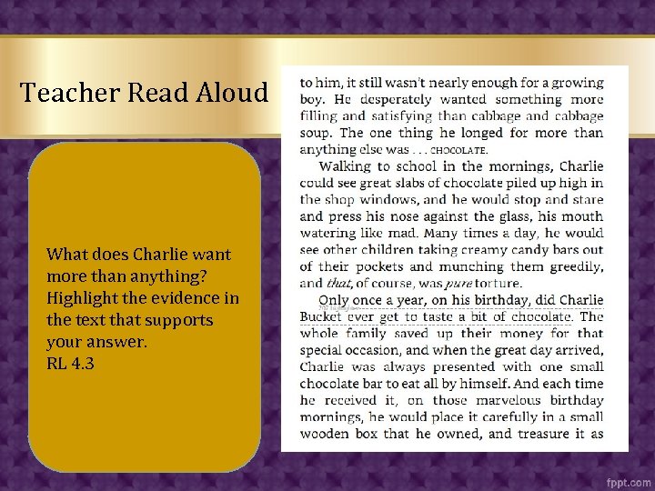 Teacher Read Aloud What does Charlie want more than anything? Highlight the evidence in