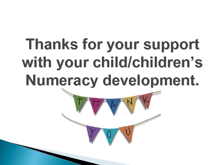 Thanks for your support with your child/children’s Numeracy development. 