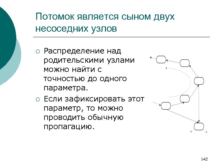 Потомок является сыном двух несоседних узлов ¡ ¡ Распределение над родительскими узлами можно найти
