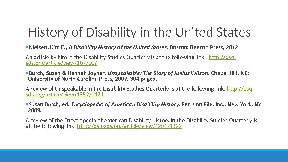 History of Disability in the United States §Nielsen, Kim E. , A Disability History