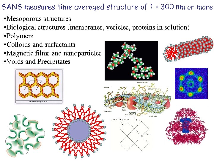 SANS measures time averaged structure of 1 – 300 nm or more • Mesoporous