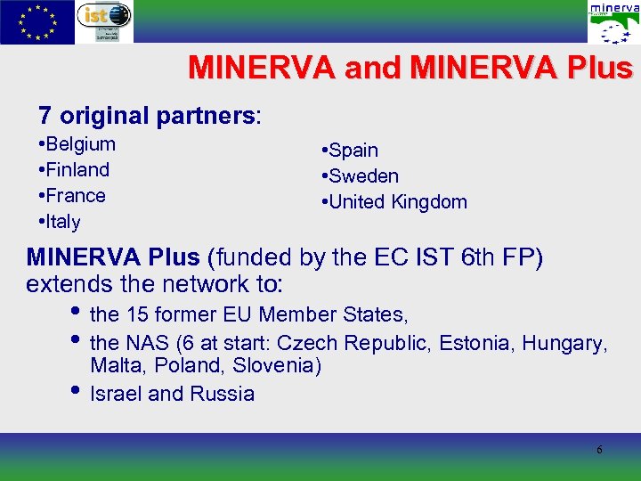 MINERVA and MINERVA Plus 7 original partners: • Belgium • Finland • France •