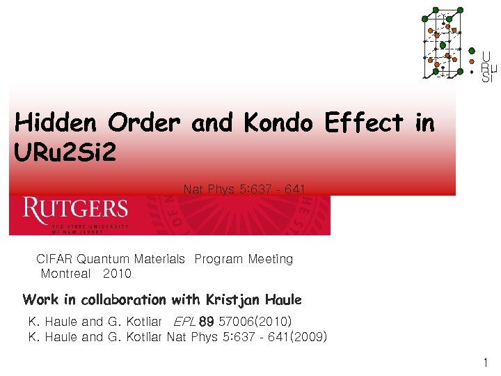 U Ru Si Hidden Order and Kondo Effect in URu 2 Si 2 Nat