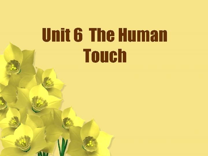 Unit 6 The Human Touch 