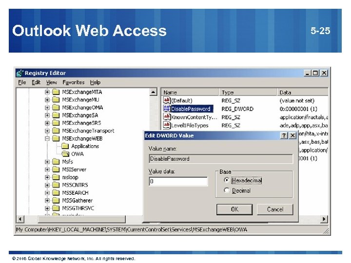 Outlook Web Access © 2005 Global Knowledge Network, Inc. All rights reserved. 5 -25