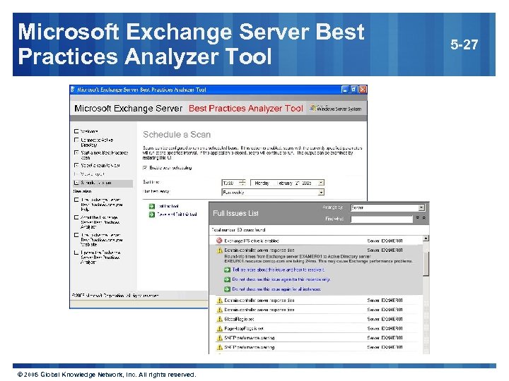 Microsoft Exchange Server Best Practices Analyzer Tool © 2005 Global Knowledge Network, Inc. All